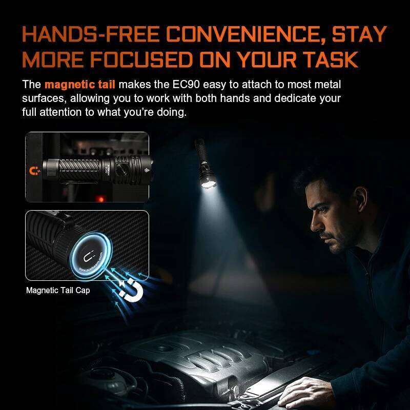 ACEBEAM EC90 4300 High Lumens 573M Long Range EDC with Magnetic Base Rechargeable and Replaceable Battery Flashlight Z260301
