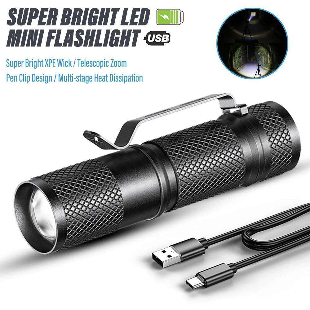 Super Bright LED Mini Flashlight Rechargeable Torch Portable Work Outdoor Camping Light with High Brightness XPE Wick Z260301