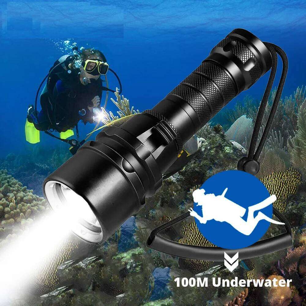Powerful LED Diving Flashlight Super Bright T6/L2 Professional Underwater Torch IP68 Waterproof Rating Lamp Using 18650 Battery Z260301