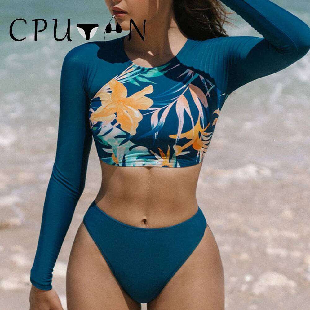 CPUTAN Two Piece Bikini Set High Waist Vintage 2025 Print Brazilian Biquini Swimwear Bathing Suit For Girls Summer Beachwear Z260301
