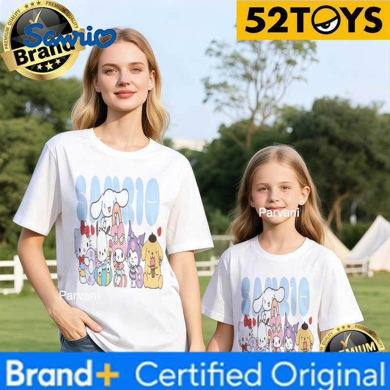 Sanrio 2026 Autumn-Winter Trending All-Stars Group Print 100 Cotton Parent-Child T-Shirts High Quality Loose Casual Fashion H260302