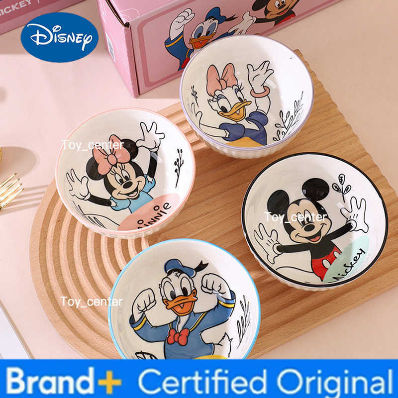 Disney 2pcs/a set cartoon Mickey Minnie and Donald Daisy ceramic bowl gift box Creative beautiful dinner party porcelain bowl H260302