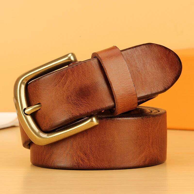 3.8cm Width Full Grain for Men Italian Real Solid Leather Casual Jeans 5mm Thick Men's Heavy Duty Work Belt S260228