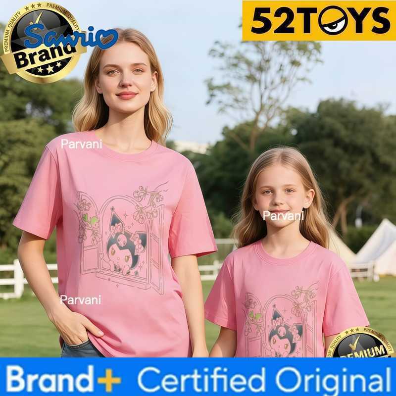 Sanrio 52TOYS Kuromi Window Print Family T-shirts 2026 Summer 100 Cotton Casual Loose Parent-Child Y2k Tees Single Piece3Pcs H260302
