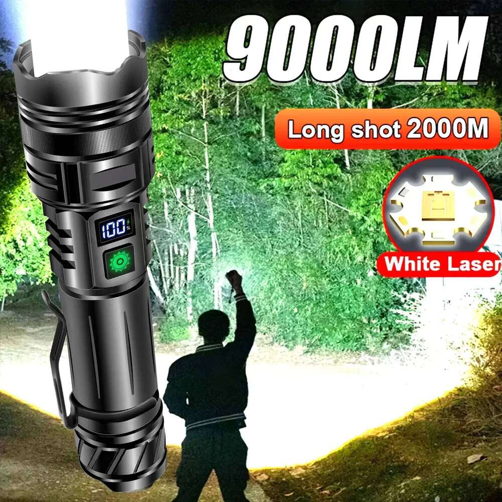 New Outdoor Powerful Rechargeable 5 Modes Super Bright Long Range High-Power White Laser Digital Display Flashlight Z260301