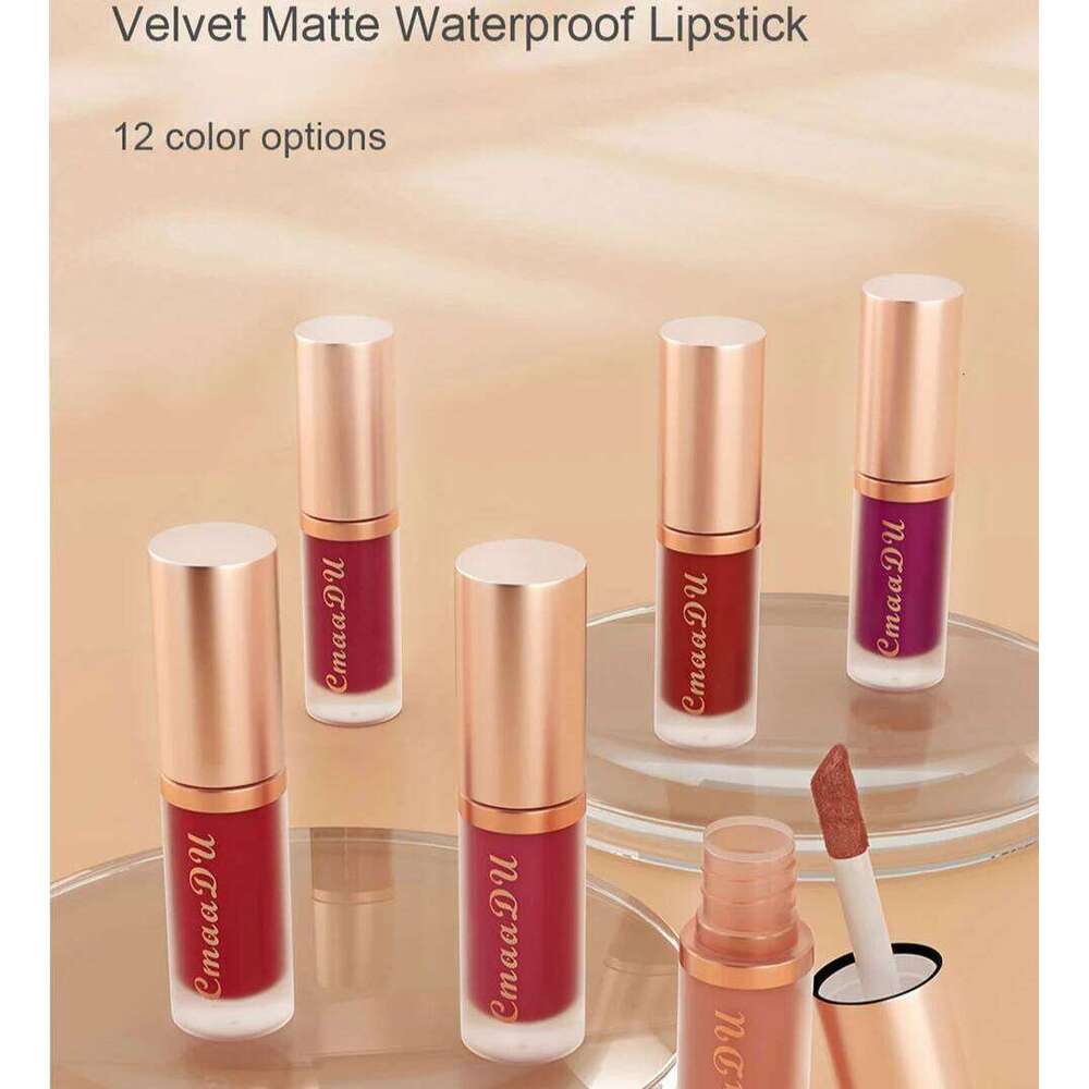 CmaaDu Nude Red Matte Velvet Lip Gloss Tint Make up Cosmetics Long-lasting Smudge-proof Liquid Lipstick LipGloss Glaze H260302