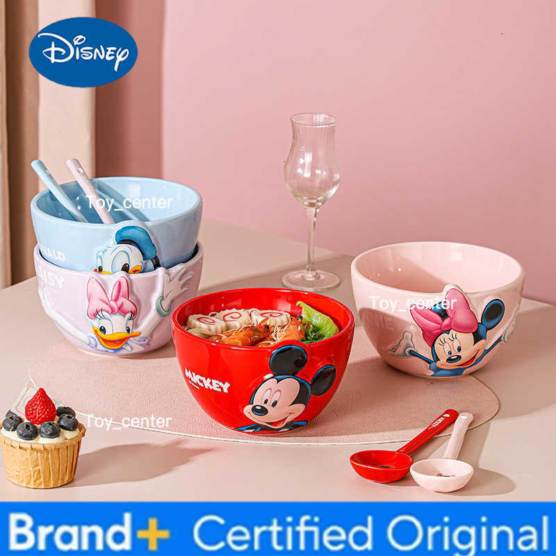 Disney Mickey And Friends Embossed Ceramic Bowl Plate Set 3d Cartoon Tableware Home Kitchen High Aesthetic Christmas Gift Box H260302