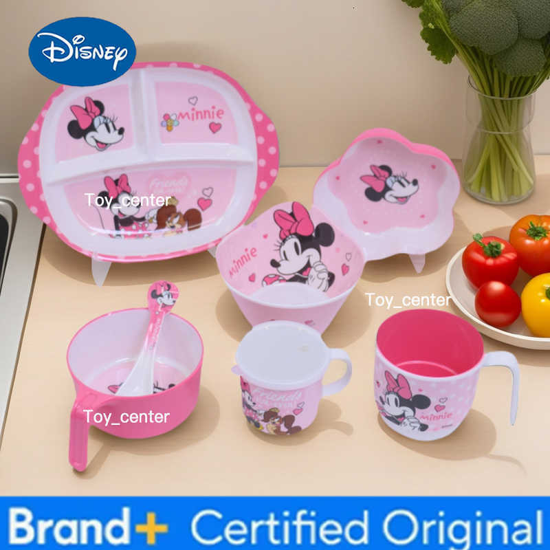 Disney 1pc Cartoon Minnie Mouse melamine tableware platebowlcupspoon Family dinner birthday party durable tableware H260302