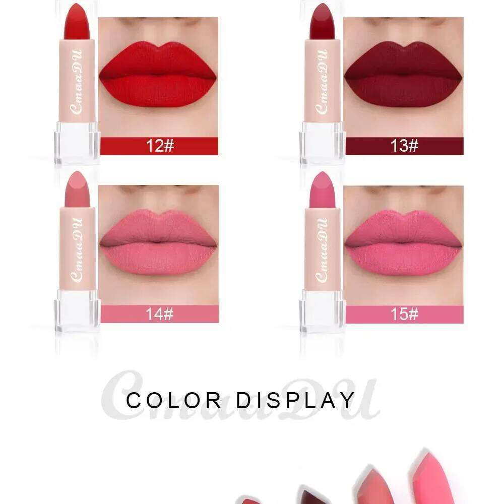CmaaDu 15Color Pro 24HR Weightless Colour Nude Velvet Liquid Rich Matte Finish Lipstick Lipgloss Waterproof Lip Makeup H260302