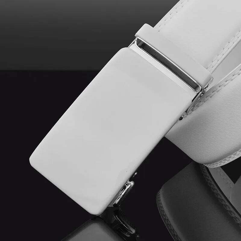 High Quality Automatic Buckle white Belt Men 3.5cm Waist Strap fashion Golf genuine leather Business Designer Cintos Masculinos S260228