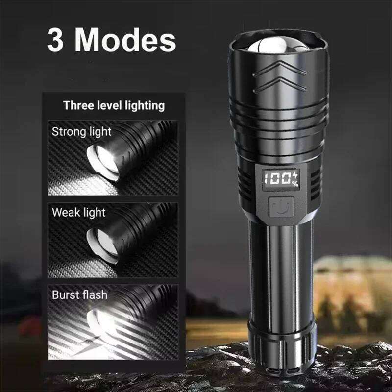 60000LM Ultra Powerful White Laser LED Flashlight Built-in Battery USB Rechargeable Torch Power Display Tactical Flashlights Z260301