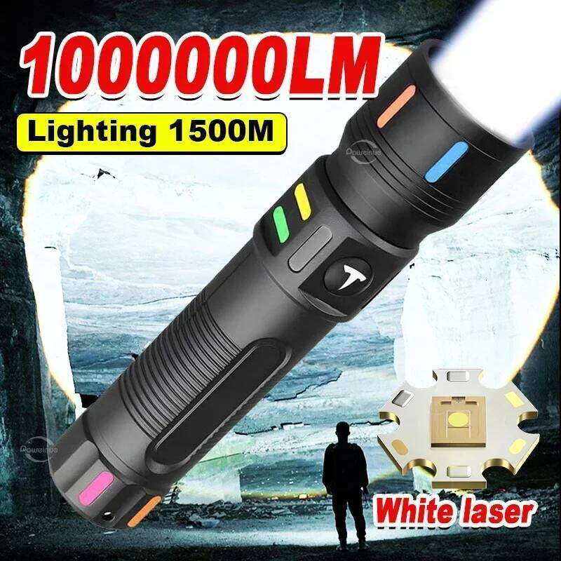 1000000LM LED Portable Rechargeable Flashlight Outdoor Tactical Torch Camping Waterproof Lantern Fishing Light Z260301