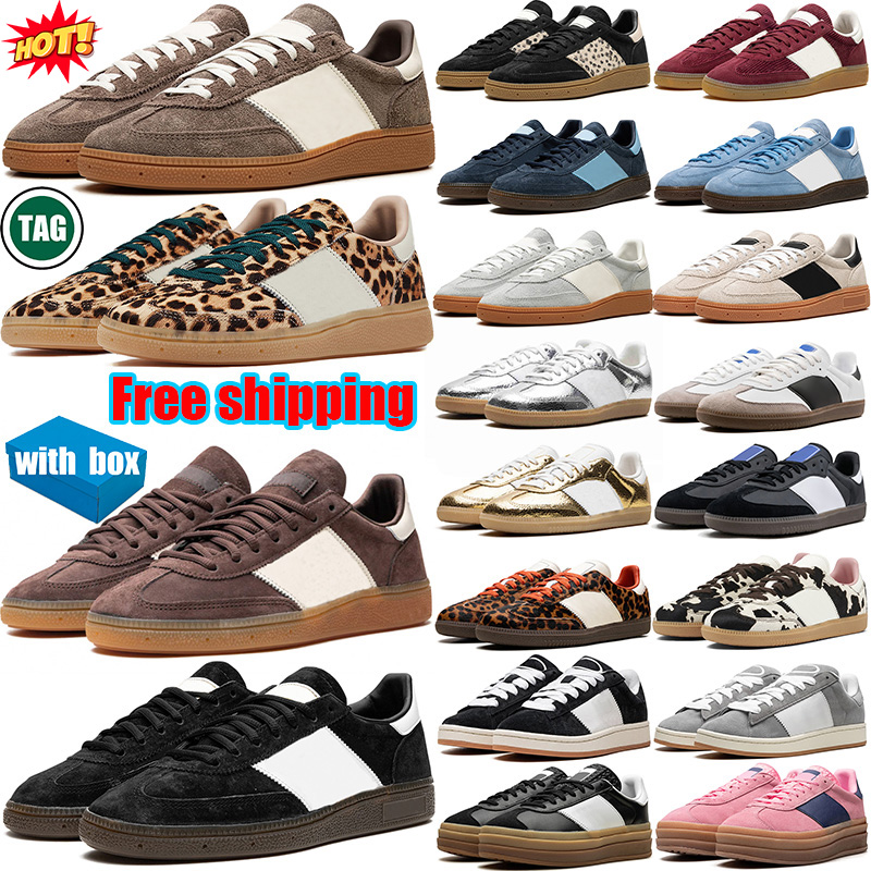 Free shipping with box new designer casual shoes chaussure White Black leopard print outdoor men women sports Slippers running speziala spezia sambaswomen shoe