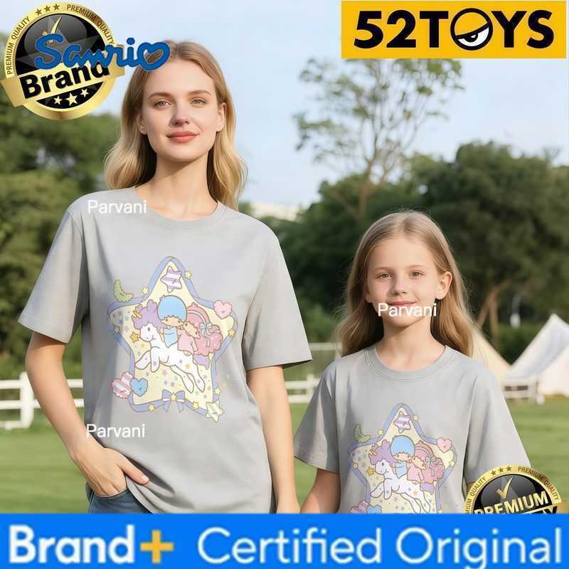 Sanrio 52TOYS Little Twin Stars Print Family T-shirts 2026 Summer 100 Cotton Casual Loose Parent-Child Y2k Tees Single Piece3Pcs H260302