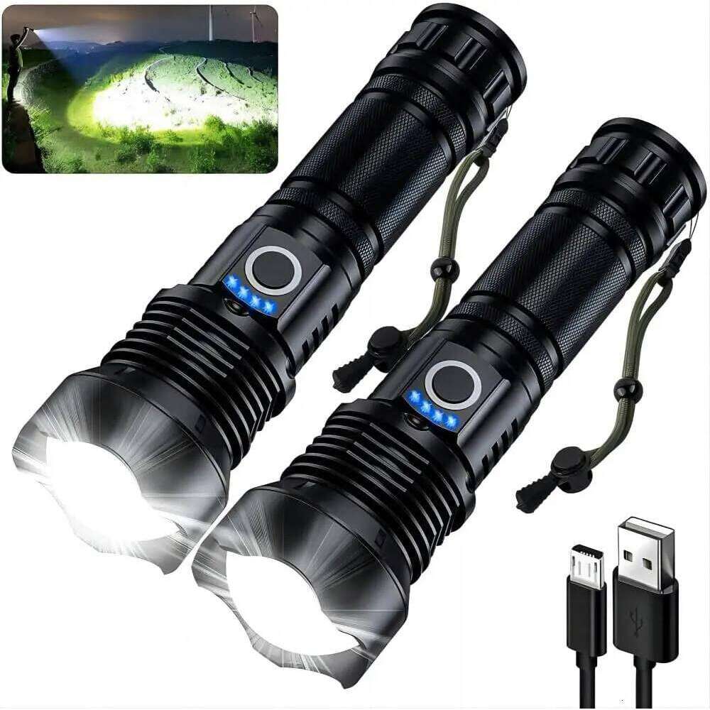Super Bright 90000 Lumens Rechargeable LED Flashlight with 5 Modes, Long Life for Home and Outdoor Use Z260301