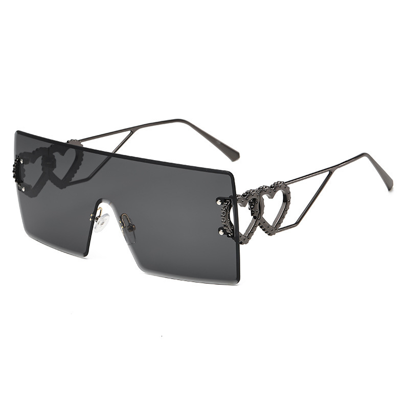 2026 New Designer Brand One-piece Heart-shaped Frameless Sunglasses Europe And America Y2K Internet Celebrity Style Fashion Sunglasses Cross-border
