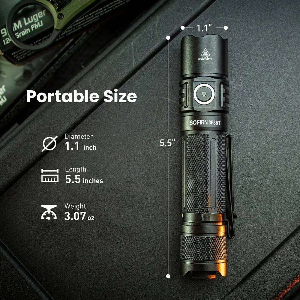 Sofirn SP35T 3800lm Tactical 21700 Flashlight Powerful LED Light USB C Rechargeable Torch with Dual Switch Power Indicator ATR Z260301