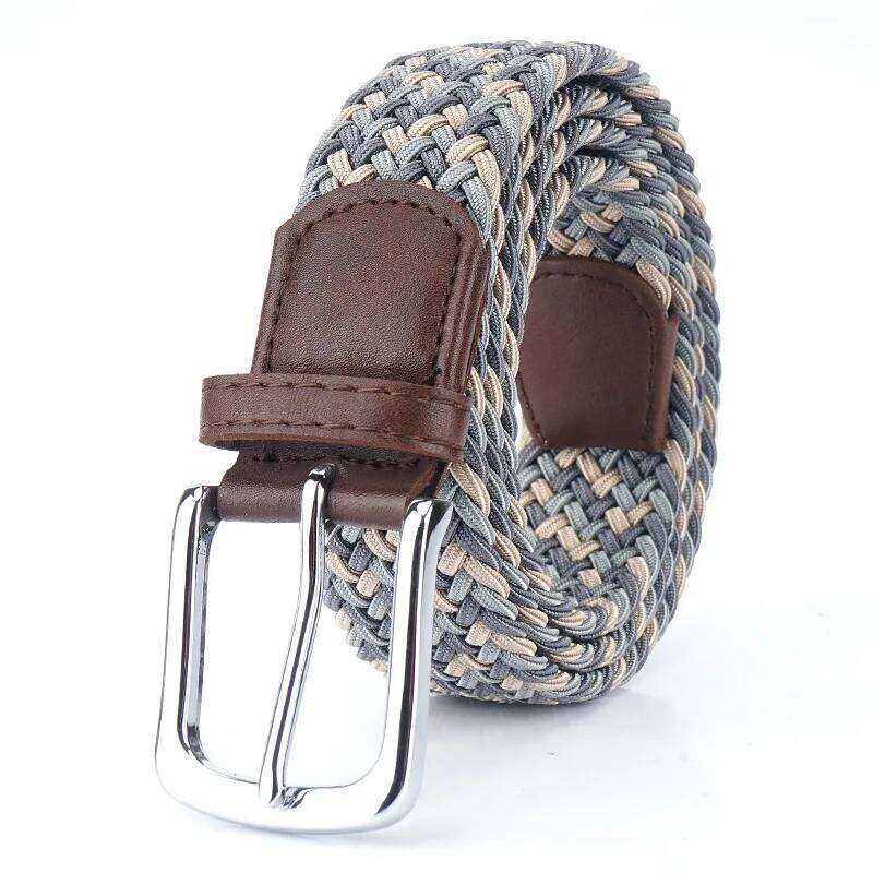 Blue Waist Canvas Braided Elastic Woven Metal Stretch For Men New High Quality Fashion Belt Hot Meta S260228