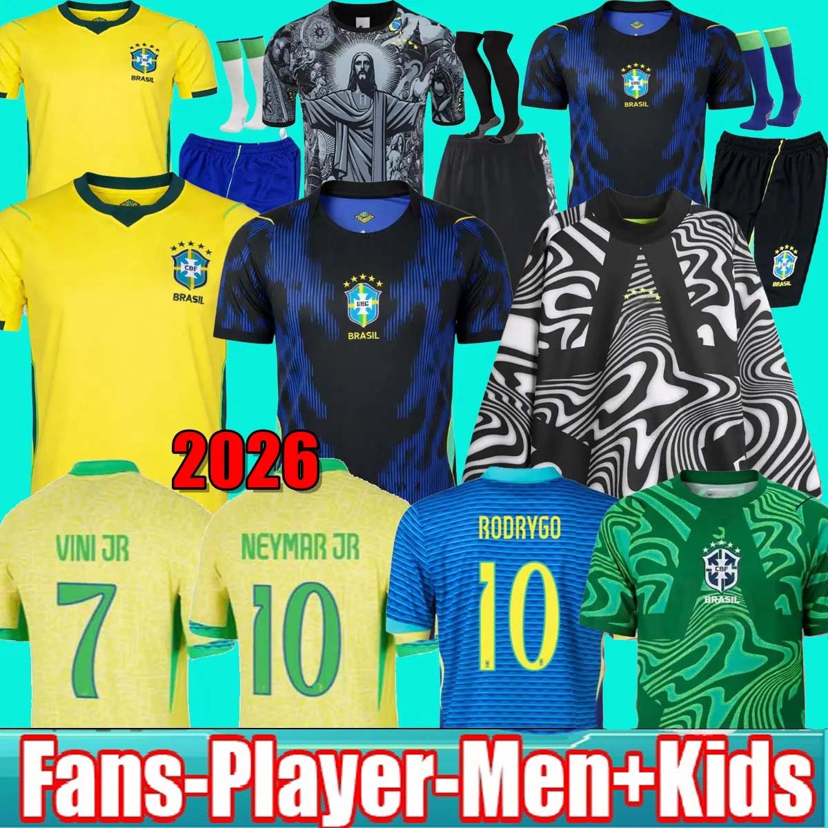 S-4XL BRASIL Home soccer jersey 2002 2026 camiseta de futebol BraziLS RONALDO VINICIUS JR 26 27 Ronaldinho retro football shirt Men Kids kit set uniforms