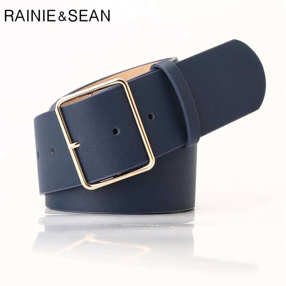 RAINIE SEAN Army Green Ladies Waist for Trousers Casual Pin Buckle Pu Leather Wide Belt Women Accessories 104cm S260228