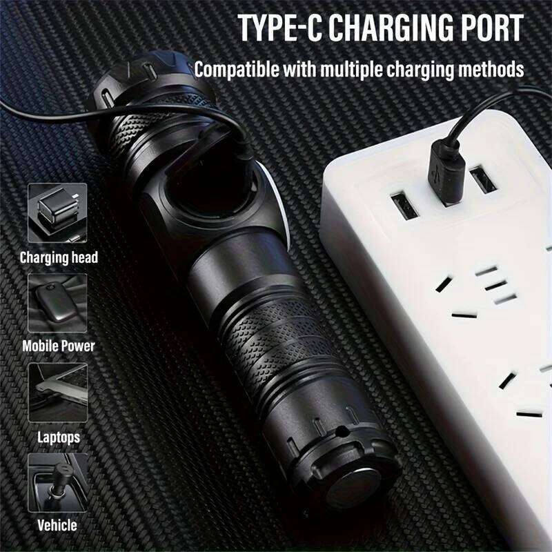 Super Bright LED Flashlight USB Rechargeable Flash light Long Range Tactical Torch Outdoor Waterproof Camping Fishing Lantern Z260301