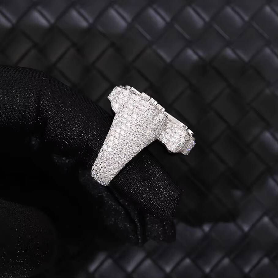 Full Ice Out Moissanite Ring 925 Sterling Silver Gold Plated Baguette Moissanite Cross Ring Hip Hop Men Women Cuban Ring