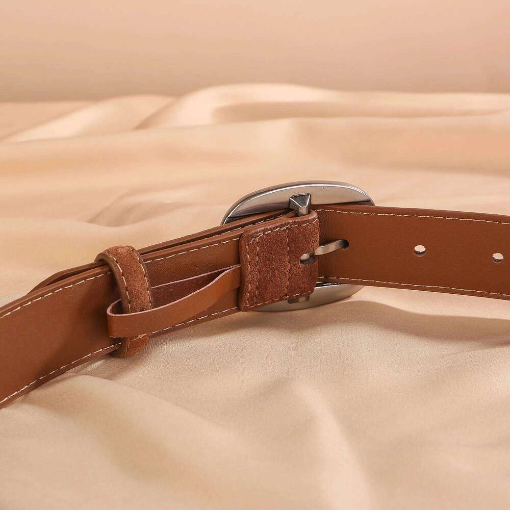 Women's Suede Frosted Belt Simple Fashion Vintage Distressed Silver Pin Buckle to Match Jeans Skirt Corset S260228