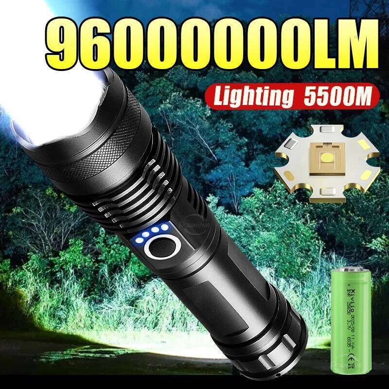 Ultra Bright Outdoor Hand Lantern 96000000LM LED Flashlight High Power Waterproof Rechargeable Flashlights Fishing Camping Lamp Z260301