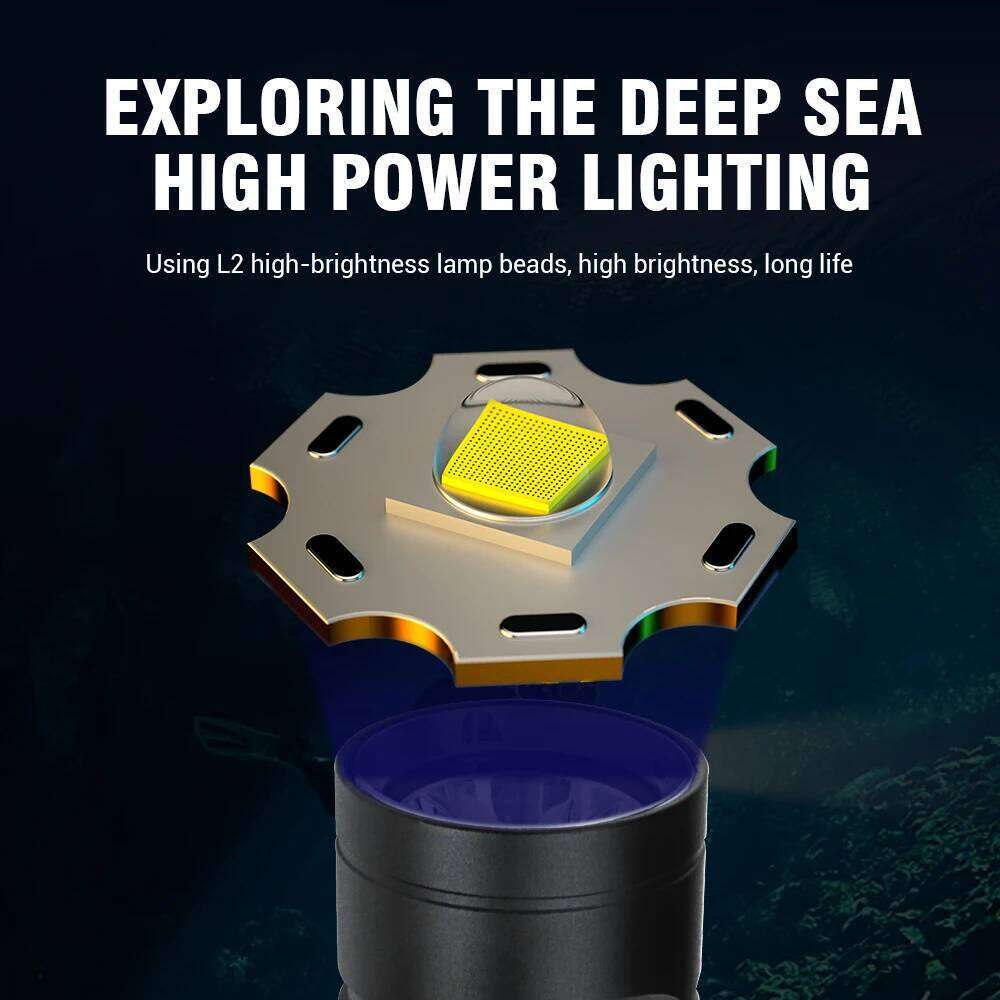 BORUiT Powerful LED Diving Flashlight 1000LM Super Bright Underwater Torch 18650 Battery IPX8 Waterproof Lamp With Hand Rope Z260301