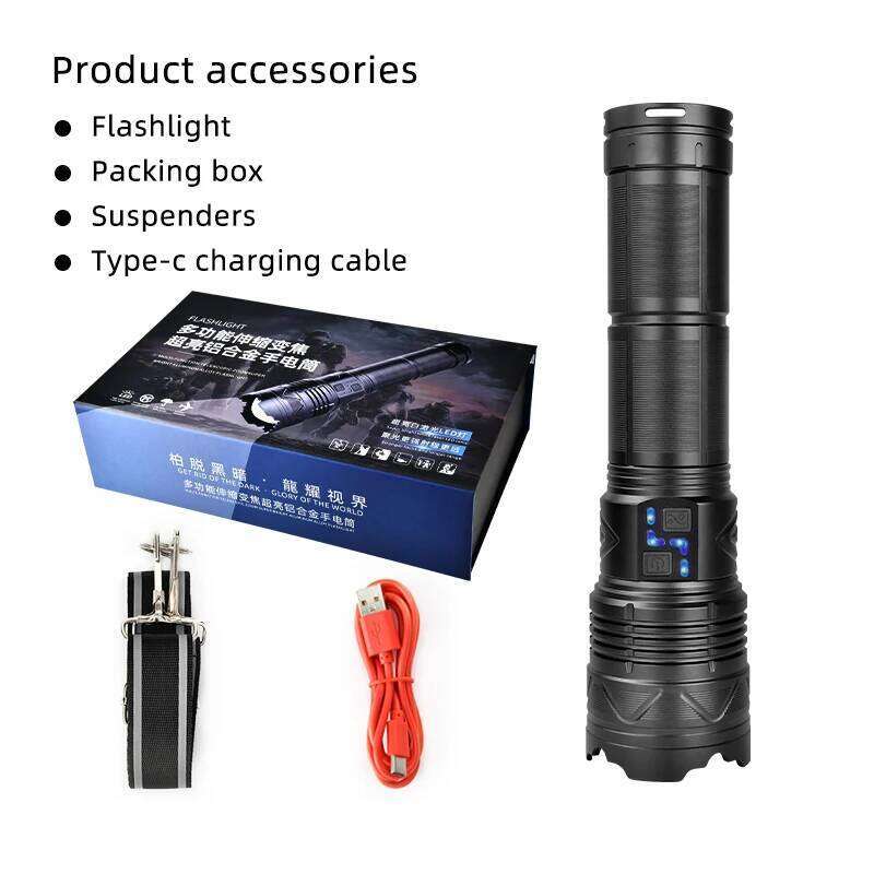 MONHNR Powerful LED Flashlight Super Bright Spotlight Long Range Zoomable Emergency Torch Outdoor Lamp lantern Power Display Z260301
