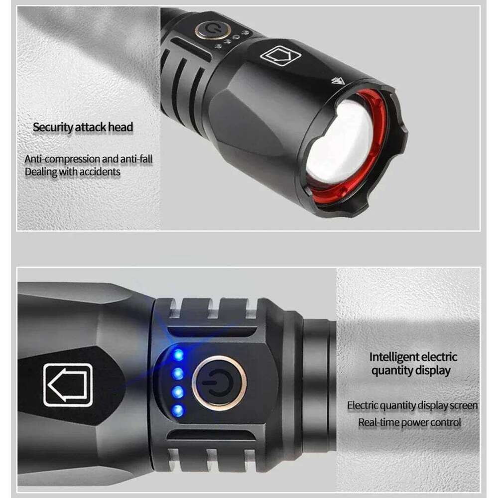 High Power White Laser LED Flashlight 26650 Battery USB Rechargeable Shot 1500m Strong Light Tactical Torch Outdoor Camping Lamp Z260301