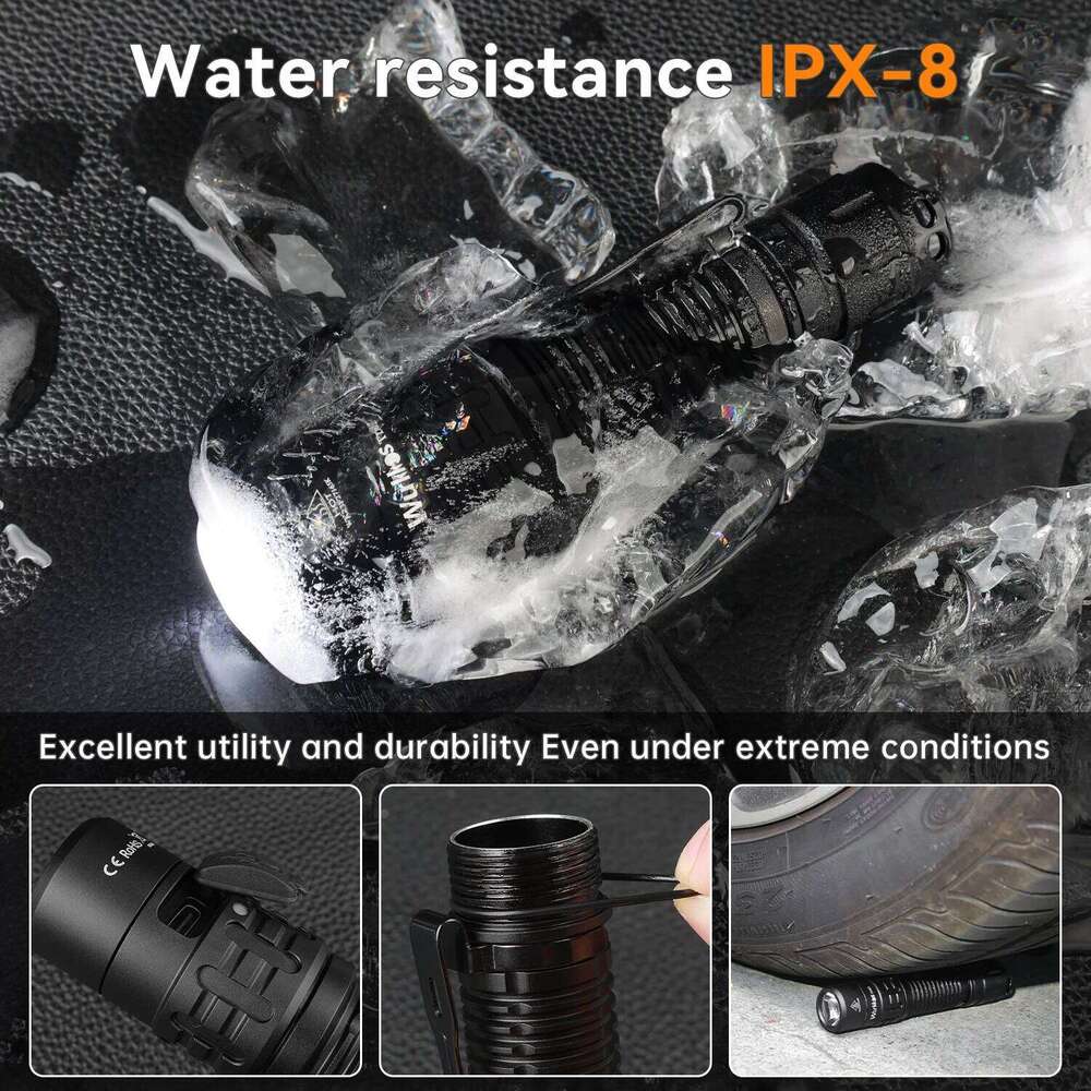 Wurkkos TD02 Tactical Flashlight 2000LM Pocket Torch 18650 Rechargeable EDC Type-C Charging Port Tail Switch IPX8 Waterproof Z260301