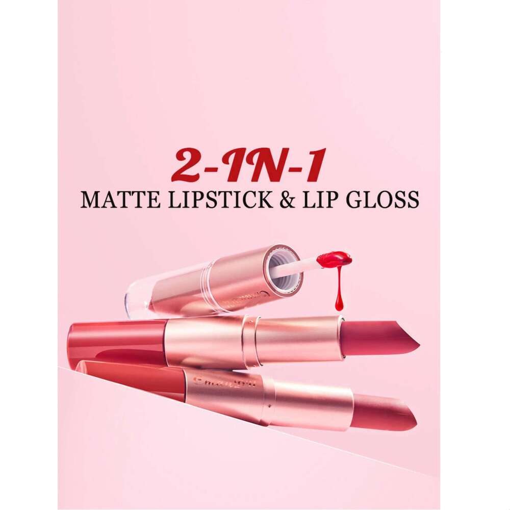 3pcs Lipstick Lipgloss Set Double Head Non-stick Cup Waterproof Sexy Woman Lip Makeup Long Lasting Lipsticks Kit H260302