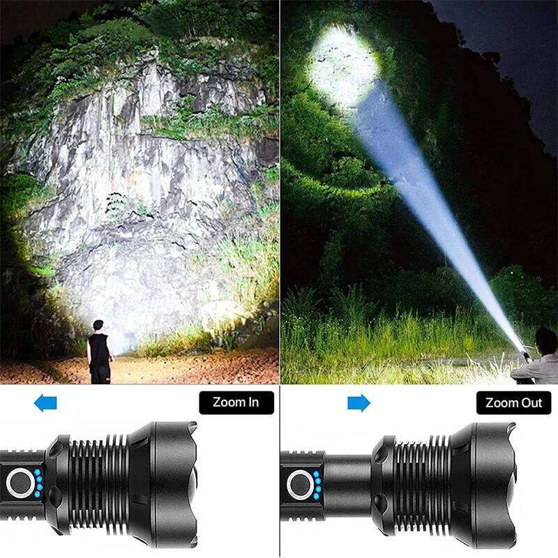 Super Bright Rechargeable Flashlight High Power Led Flashlights Powerful Torch Usb Tactical Lantern Zoom Lighting 1500Meter Z260301