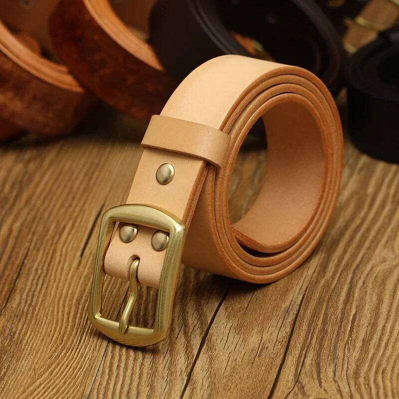 Handmade Buckles Thick Natural Vegetable Tanned Leather Pin Buckle Mens Waist Men's Belt Gifts for Men S260228