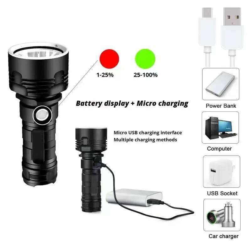 XHP70 LED Flashlight Tactical Torch USB Rechargeable Linterna Waterproof Lamp Ultra Bright Lantern Camping Z260301