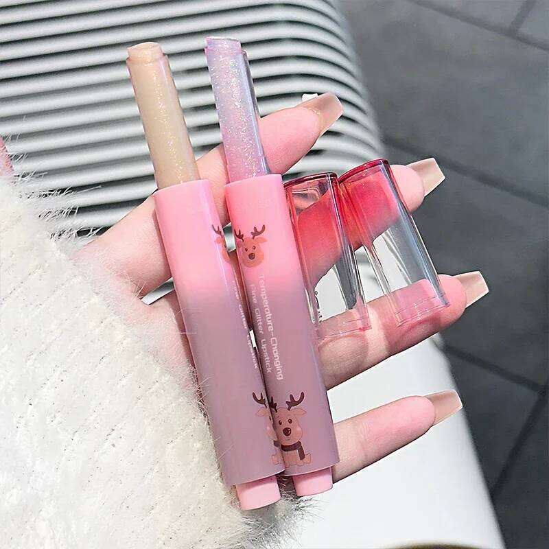 Watery Mirror Warm Change Lipstick Long-Lasting Moisturizing Non-stick Cup Shiny Solid Lip Gloss Red Sexy Lips Makeup Cosmetics H260302