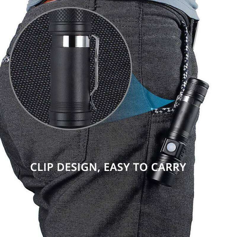 ZK40 Ultra Bright Flashlight LED lamp beads Waterproof Torch Zoomable 4 lighting modes Multi-function USB charging Z260301