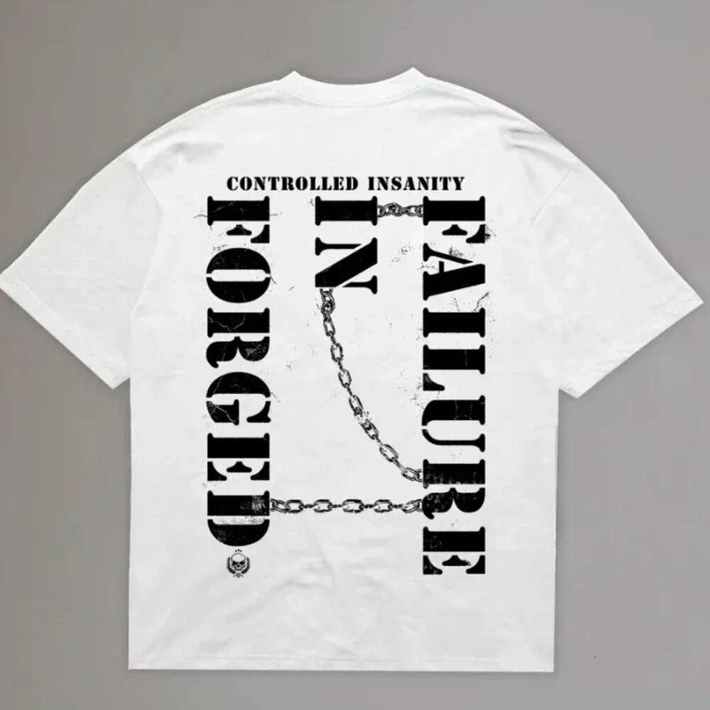 Black Tee Men's T Shirts Summer Controlled Insanity T-shirt Covers Over sized Men's Tees Short Sleeve Tees Workout Men's Clothing
