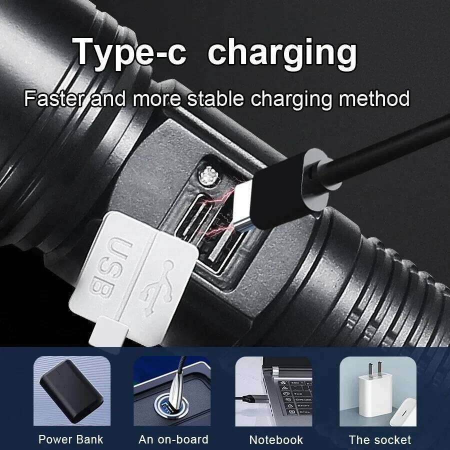 2000000LM Ultra-High Power Flashlight Digital Electronic Display Waterproof Torch Zoom Hand Light Outdoor Camping Lantern Z260301