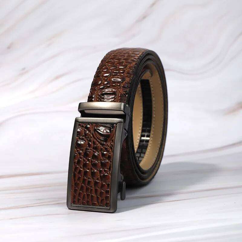 New Men's Leather Advanced Fashion Alligator Print Automatic Buckle Belt Casual Business Accessories S260228