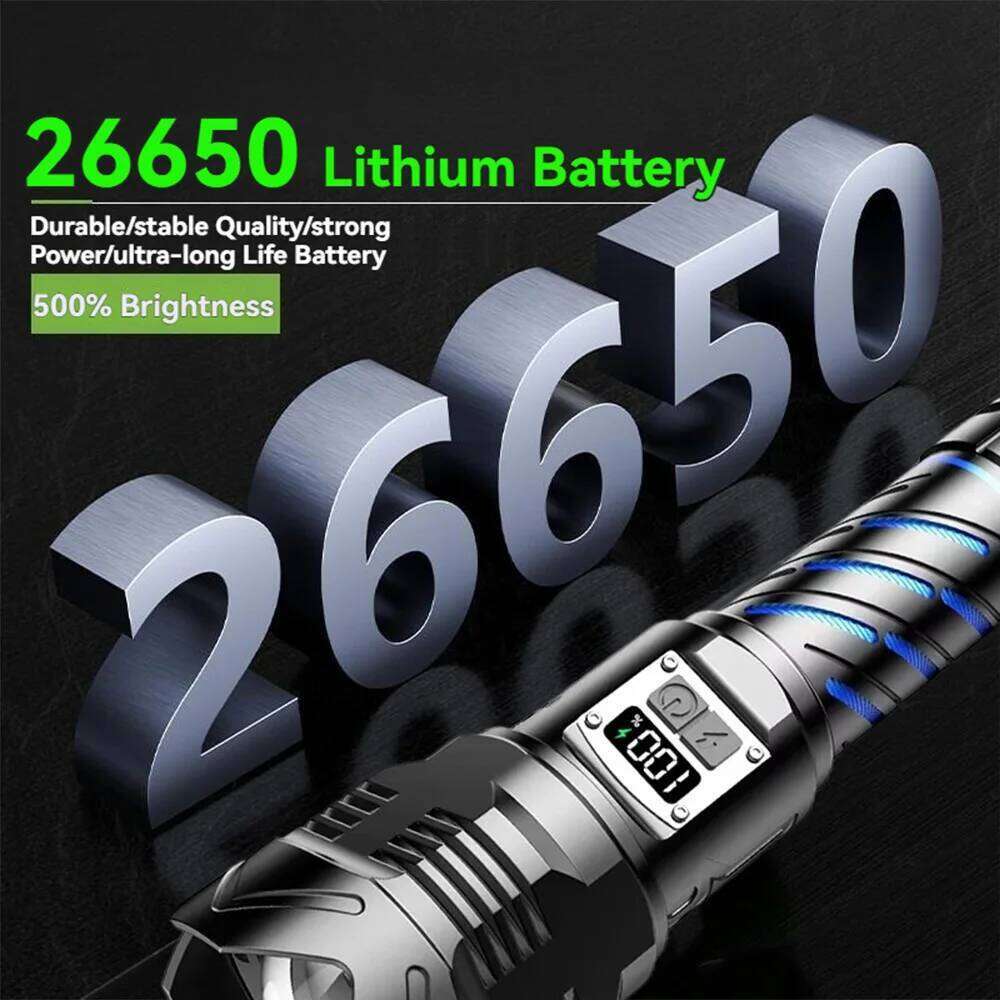 Long Range Zoom Lantern High Power LED Flashlight Strong Light Tactical Torch Rechargeable Outdoor Camping Lamp 100000LM 2025 Z260301