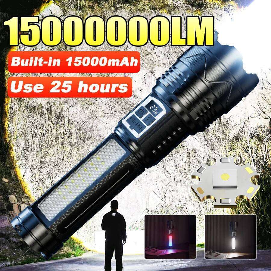 NEW Most Powerful LED Flashlights High Power Lighting 6km Spotlight Built-in Battrey Rechargeable Torch Hunting Tactical Torchs Z260301