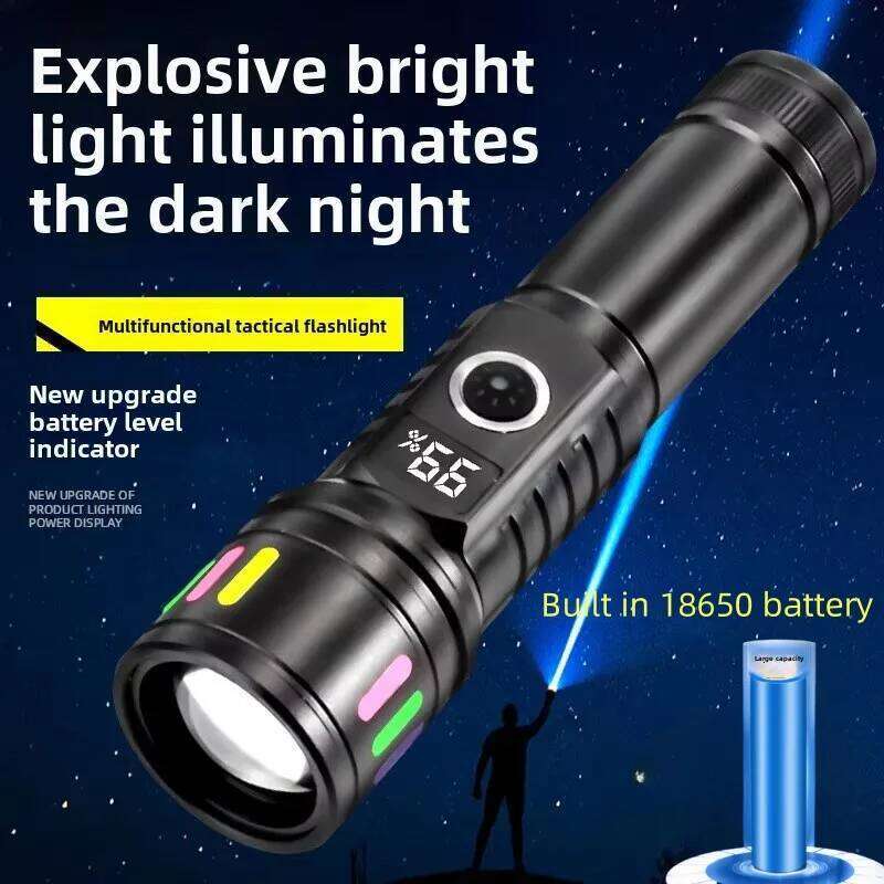 2025 Newest Aluminum Alloy Multifunctional White Laser Flashlight,USB-C Rechargeable,Telescopic Zoom, Built-in Battery, camping Z260301