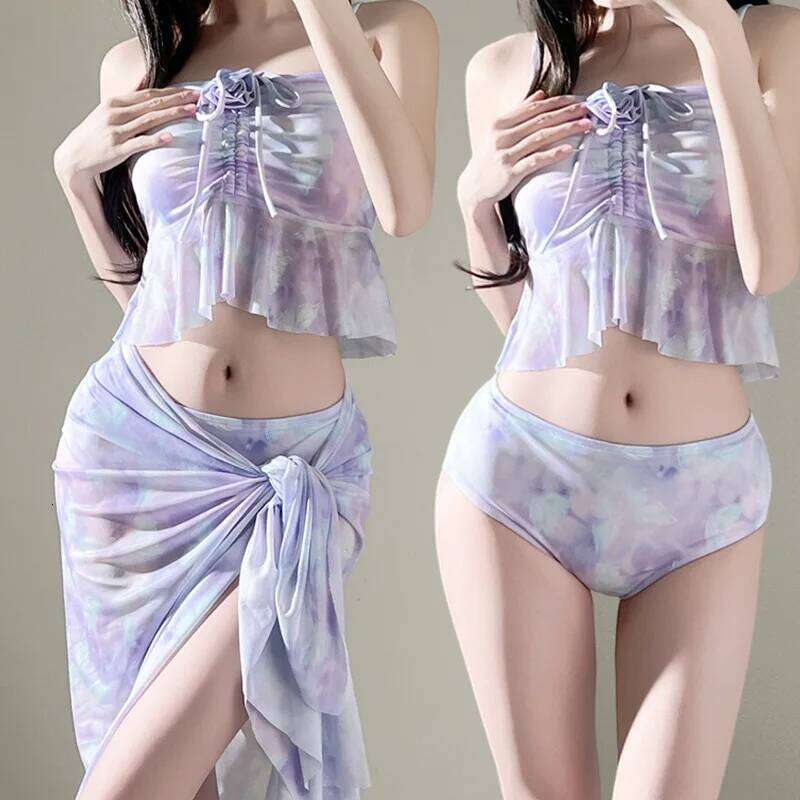 Fairy bikini three-piece split sexy hot spring women's belly beach swimsuit Z260301