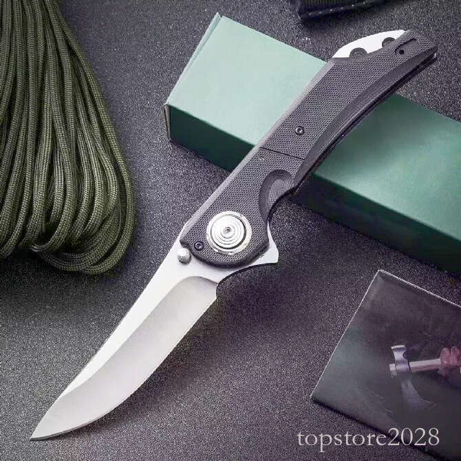 High Quality C5401 Large Flipper Folding Knife D2 Satin Drop Point Blade G10/Stainless Steel Sheet Handle Ball Bearing Fast Open EDC Pocket Folder Kni