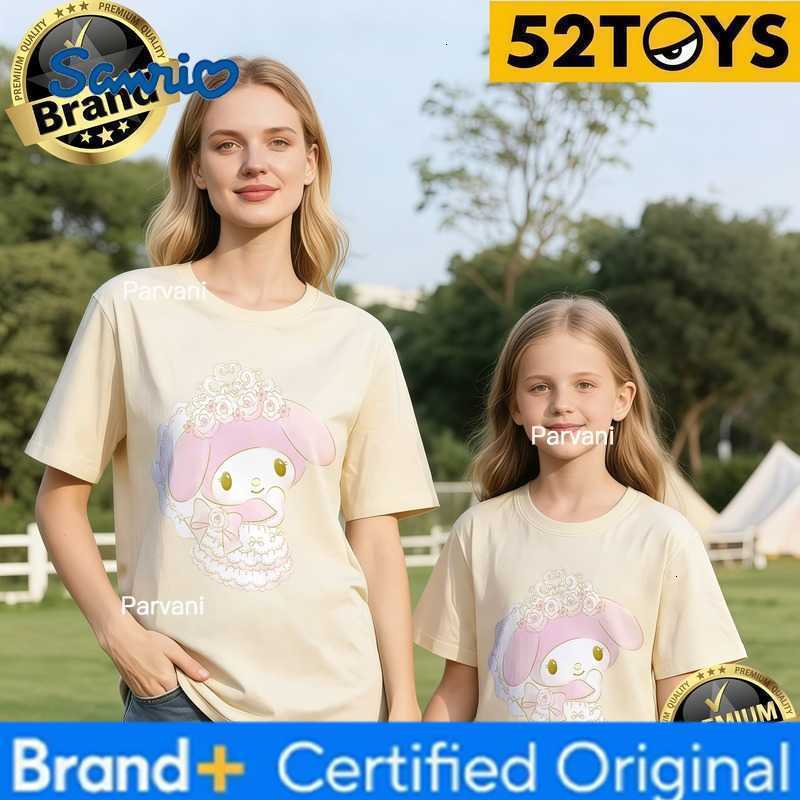 Sanrio 52TOYS My Melody Wedding Print Family T-shirts 2026 Summer 100 Cotton Casual Loose Parent-Child Y2k Tees Single Piece3Pcs H260302