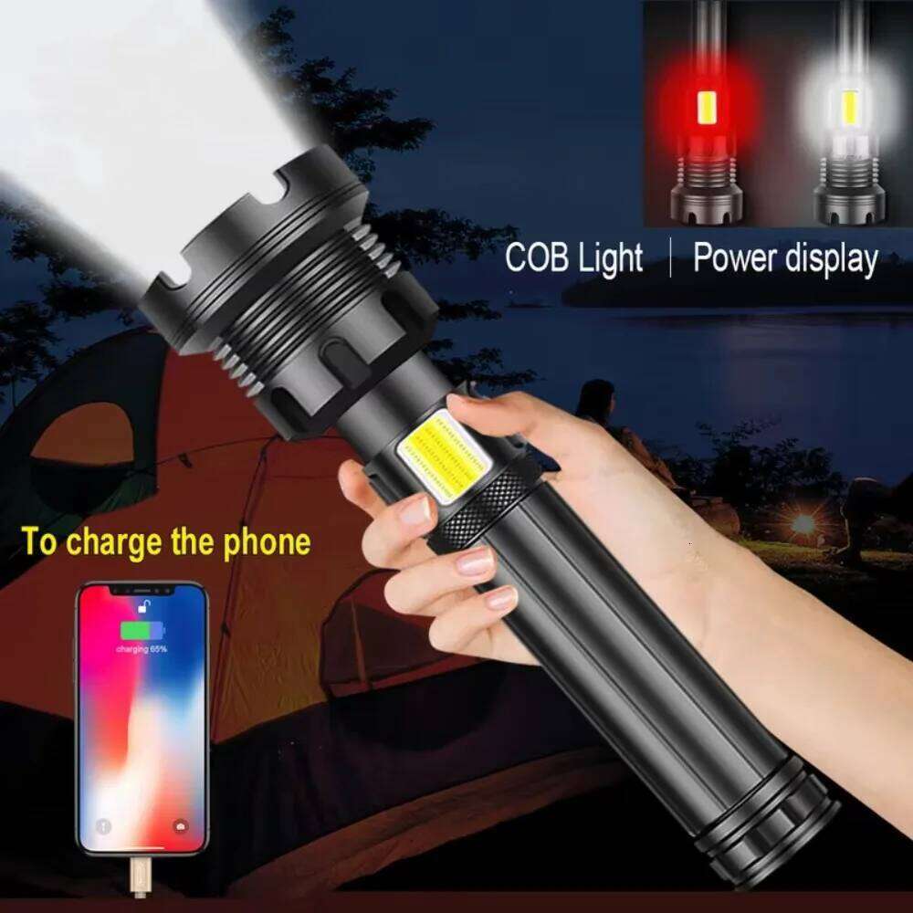 Super Powerful XHP90.2 LED Flashlight USB Rechargeable Tactical 26650 Battery Zoom Camp Torch Waterproof Hunting Light Z260301