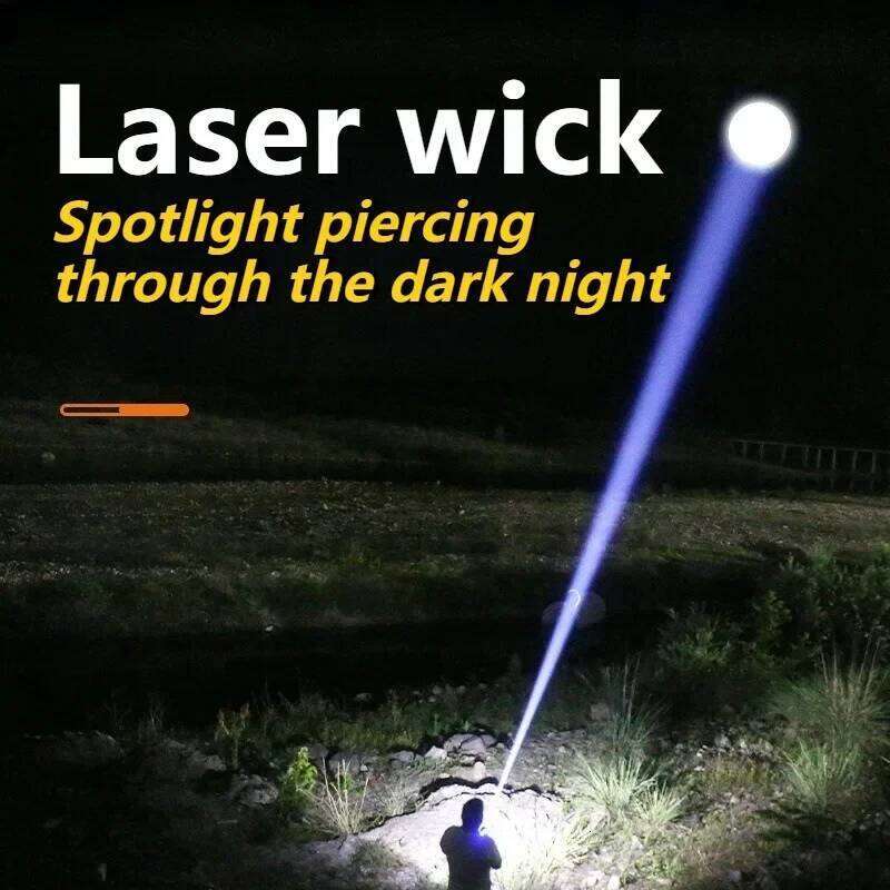 High Power LED White Laser Flashlight USB Rechargeable Digital Display Zoomable Torch Outdoor Waterproof Fishing Lantern Lamp Z260301