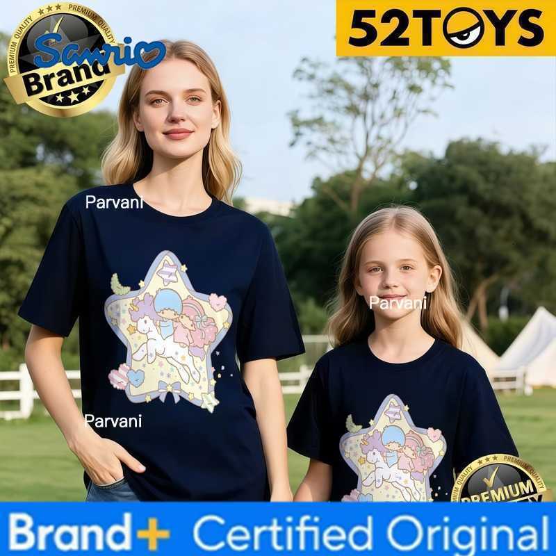 Sanrio 52TOYS Little Twin Stars Print Family T-shirts 2026 Summer 100 Cotton Casual Loose Parent-Child Y2k Tees Single Piece3Pcs H260302